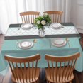 thumbnail image 3 of Turquoise Morocco Table Cloth Waterproof Tablecloths, Geometric Grey Stripes Modern Tablecloth Dining Table Cover for Kitchen Party Tabletop Outdoor, Rectangle Tablecloth 60x84 Inch, 3 of 9