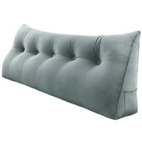 WOWMAX Large Bolster Triangular Reading Backrest Positioning Support Wedge Pillow Headboard for Day Bed Bunk Bed RV/Trailer with Removable Cover 59 Inches Velveteen Light Gray