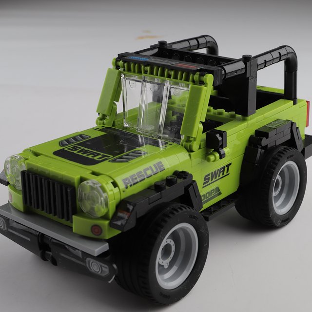 Caja de programación creativa clásica, construye tus propios juguetes, kit de construcción para niños, juguete de programación Jeep- verde Adepaton WJ1-007