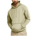 thumbnail image 2 of Hicidod Hoodies for Men Fleece Drawstring Hooded Collar Sweatshirts Fashion Solid Casual Long Sleeve Pullover Tops with Pocket, 2 of 7
