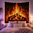 thumbnail image 2 of Roaring Fire in a Dark Textured Fireplace, Cozy Digital Art for Home Owners, Fireside Home Decor, Housewarming Gift, Tapestry Wall Hanging for Living Room and Den, 2 of 7