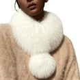 thumbnail image 2 of Outfmvch Silk Hair Scarf Fur Collar Scarf for Women Faux Fur Scarves Neck Shrug for Fall Winter Coat Dress Scarves White One Size, 2 of 4