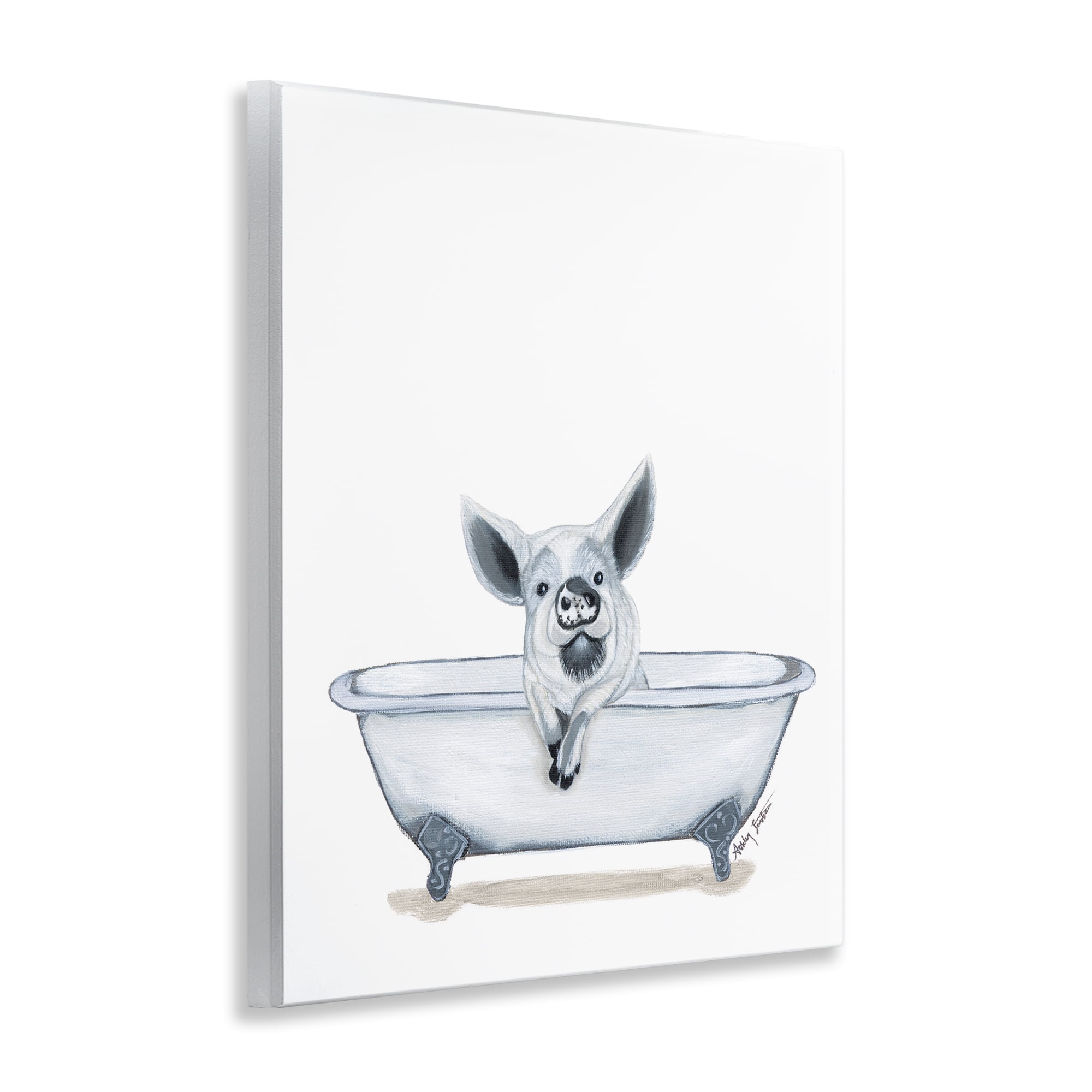 Stupell Industries Pig in Tub Sketch Bath & Laundry Painting Unframed Art Print Wall Art, 11 x 14