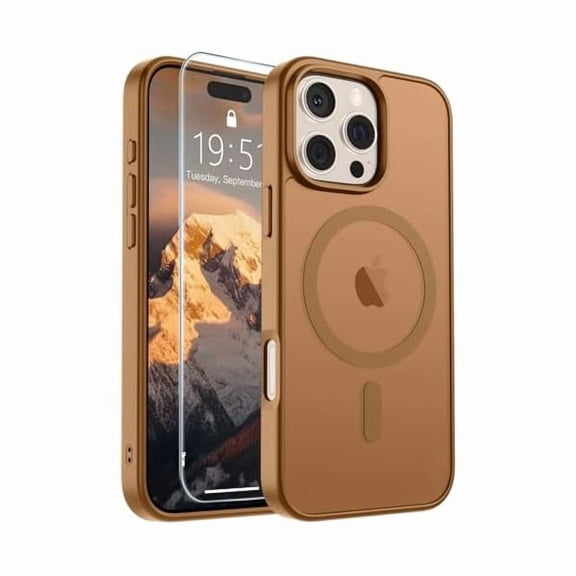 Eryueer Magnetic for iPhone 16 Pro Case Slim Translucent Matte Shockproof with Anti-Fingerprint Phone Case,Brown
