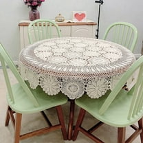 52 inch Table Cloth Round Vintage Crochet Lace Cotton Round Tablecloth for Wedding Party Family White