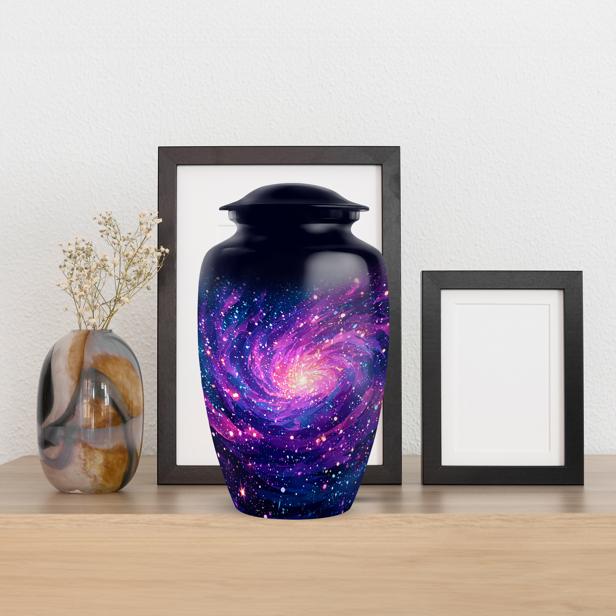 MUKTIVE Galaxy Purple Cremation Urn for Human Ashes Mom & Dad, Large Unique Urns for Ashes Men and Women, Funeral Urns, Memorial Blue Urn for Female, 10 Inch