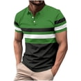 thumbnail image 1 of pstuiky camiseta de hombre, Blusa informal de manga corta con cuello vuelto y botones con costuras a rayas para hombre ropa de hombre s, 1 of 5