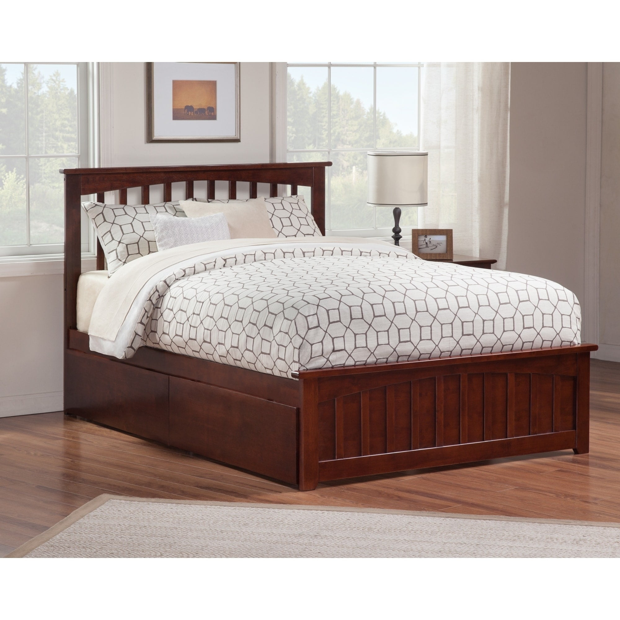 Mission Queen Platform Bed with Matching Foot Board with 2 Urban Bed