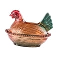 thumbnail image 4 of Plato de con forma de gallina en nido y tapa, ideal para guardar aperitivos, cocina, oficina, decoración, postres, hogar, pedestal, dulcero. Cabeza roja, 4 of 8