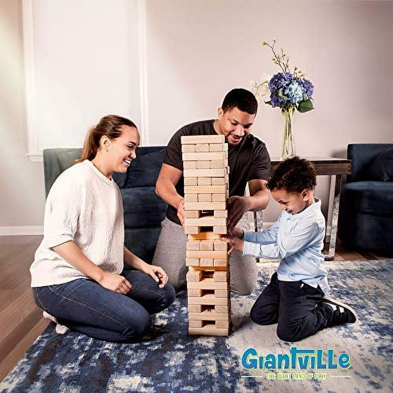 Giant Tumbling Timber Toy - Jumbo JR. Wooden Blocks Floor Game for Kids and  Adults, 56 Pieces, Premium Pine Wood, Carry Bag - Grows from 2-feet to Over  4-feet While Playing, Life