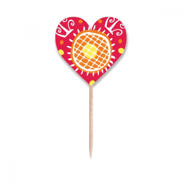 Sunflower Mexico Totems Ancient Civilization Toothpick Flags Heart Lable Cupcake Picks