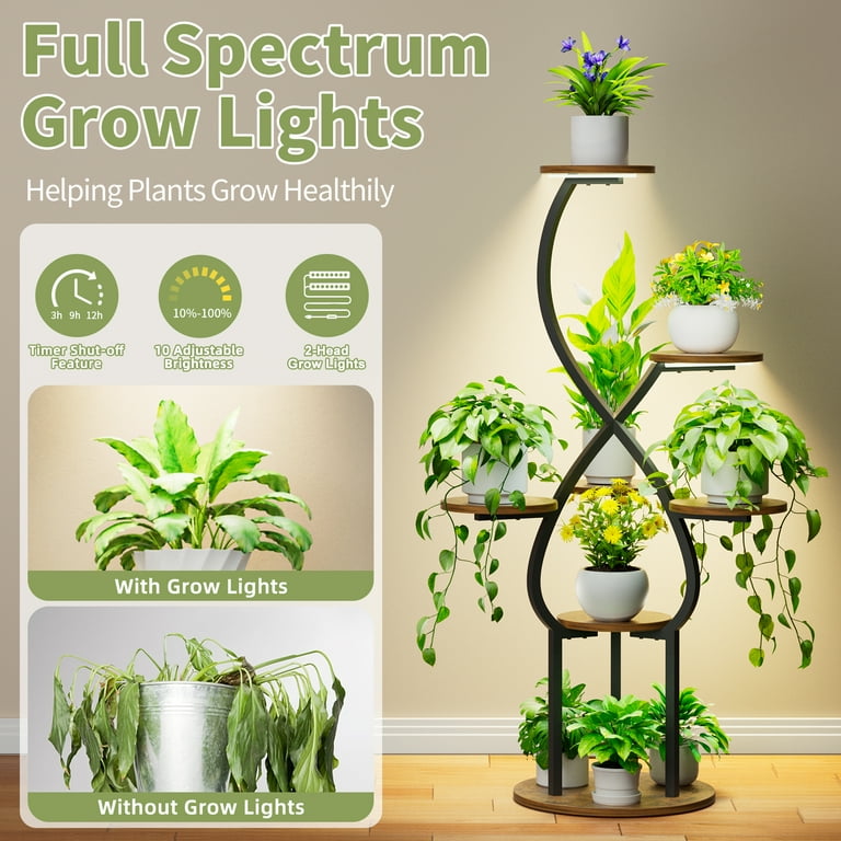 BECOKOME Plant Stand Indoor with Grow Lights, 7 Tiered Tall Metal Plant  Shelf, 48.03'' Heart Shaped Corner Plant Stand for Indoor Plants, Plant  Rack ...