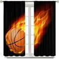 thumbnail image 2 of Boys Basketball Blackout Curtains for Kids Bedroom Living Room,Sports Theme Burning Basketball Print Pattern Thermal Insulated Darkening Curtain 2 Panel Set 55x63 Inch, 2 of 6