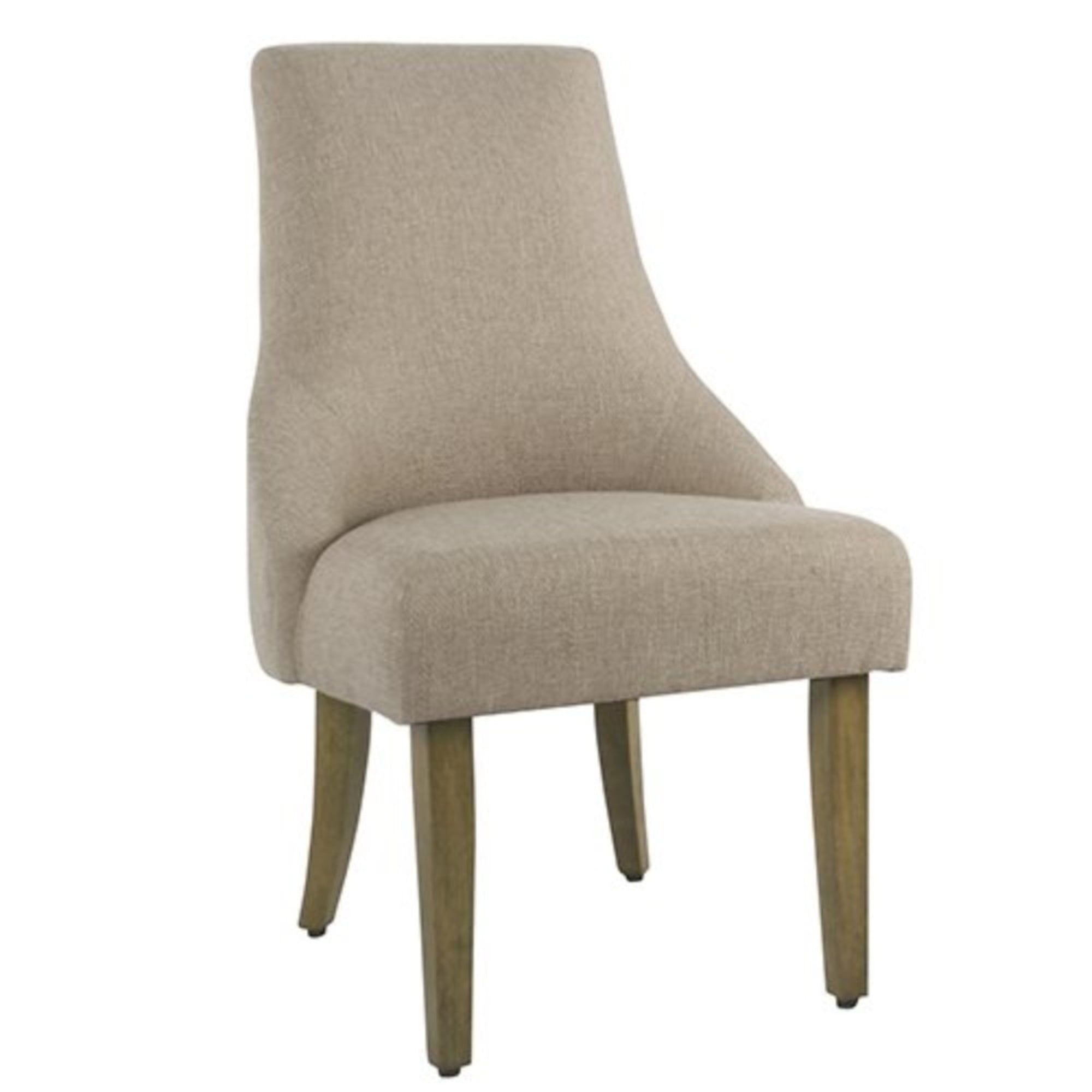 Fabric Upholstered High Back Dining Chair with Wooden Legs, Beige and ...