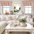 thumbnail image 4 of Pink Orange Flowers Window Valance Curtain Watercolor Green Leaves Rod Pocket Short Curtain for Living Room, Bedroom & Kitchen Window Decor 42x18in, 4 of 8