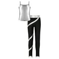 thumbnail image 3 of Raenseen Kids Girls Hip Hop Dance Outfit Girls Sparkly Camisole Tank with Shiny Rhinestones Pants Silver 8, 3 of 9