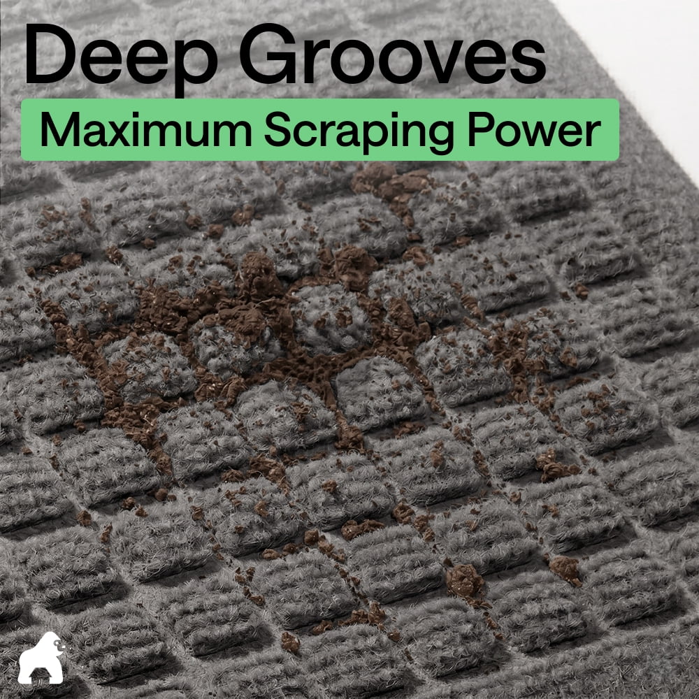 GORILLA GRIP HydroAbsorb Doormat, Indoor Outdoor Rubber Backed Weather Mat, 35x23, Charcoal