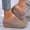 thumbnail image 2 of Women's Wide Width Wedge Sandals Slip On Backless Clogs Platform Non Slip Work Shoes Lightweight Dress Mules Brown Size7.5, 2 of 9