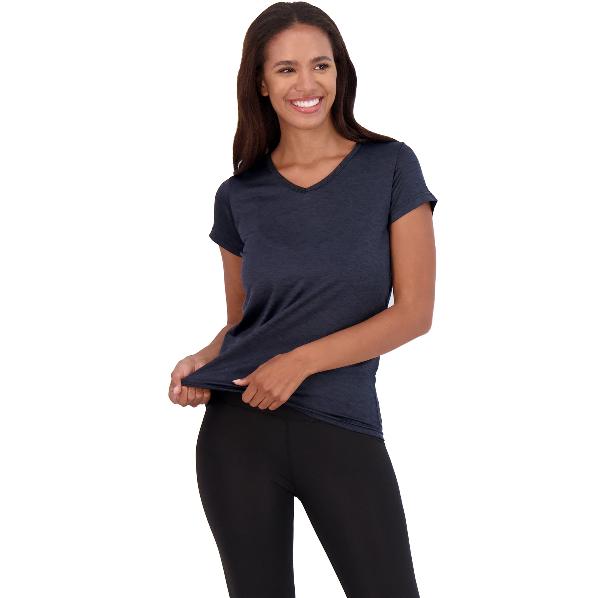 5-Pack Women's Short Sleeve V-Neck Activewear T-Shirt Dry-Fit Moisture  Wicking Perfomance Yoga Top (Available in Plus Size) - Walmart.com