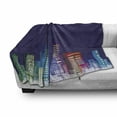 thumbnail image 3 of Cartoon Soft Flannel Fleece Throw Blanket, Print of City Scenery Landscape of Apartments and Buildings Artwork Print, Cozy Plush for Indoor and Outdoor Use, 70" x 90", Multicolor, by Ambesonne, 3 of 6