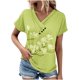 thumbnail image 1 of Camiseta de Manga Corta Suelta con Cuello en V Impresa, Blusa Casual para el Hogar Y el Uso Diario, 1 of 4