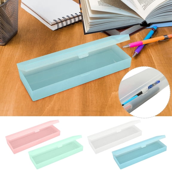 Translucent Frosted Plastic Pencil Case Multi-Functional Long Organizer Semi-Transparent Durable Stationery Storage Box Extended Design Ample Capacity for Pens, Pencils, Office Supplies