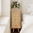 thumbnail image 6 of WIRRYTOR Modern Rounded Corner Narrow Nightstand with 3 Drawers, Slim Bedside Table with Tapered Legs, Natural Accent End Table, 6 of 9