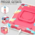 thumbnail image 2 of Kids Durable Handle Case for iPad 10th Generation 2022 10.9 inch, Silicone PC Heavy Duty Protection [360 Rotating Ring Stand/Adjustable Shoulder Strap] Tablet Case Cover,Rose/Colorful, 2 of 8