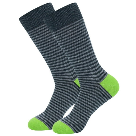 TOYAN Men's stockings large size striped solid color business trendy autumn and winter men's stockings-1Packs
