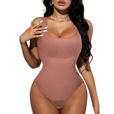

JustVH Women Extra-Tight Button Crotch Onesies Sports Training Wide Strap Corsets Bodysuit