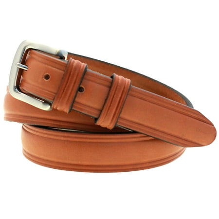 Orion Leather - Made In USA Mens 1 1/4&quot; Domed Belt London Tan Bridle Leather Double Loops ...