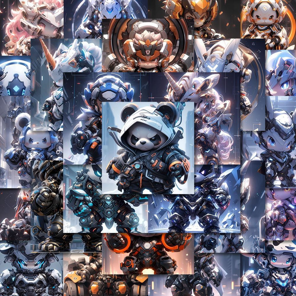 Cool Hundred Beasts Mecha Light Stickers - High-Quality Cute Mythical Creature Waterproof Decals for Kids' Toys