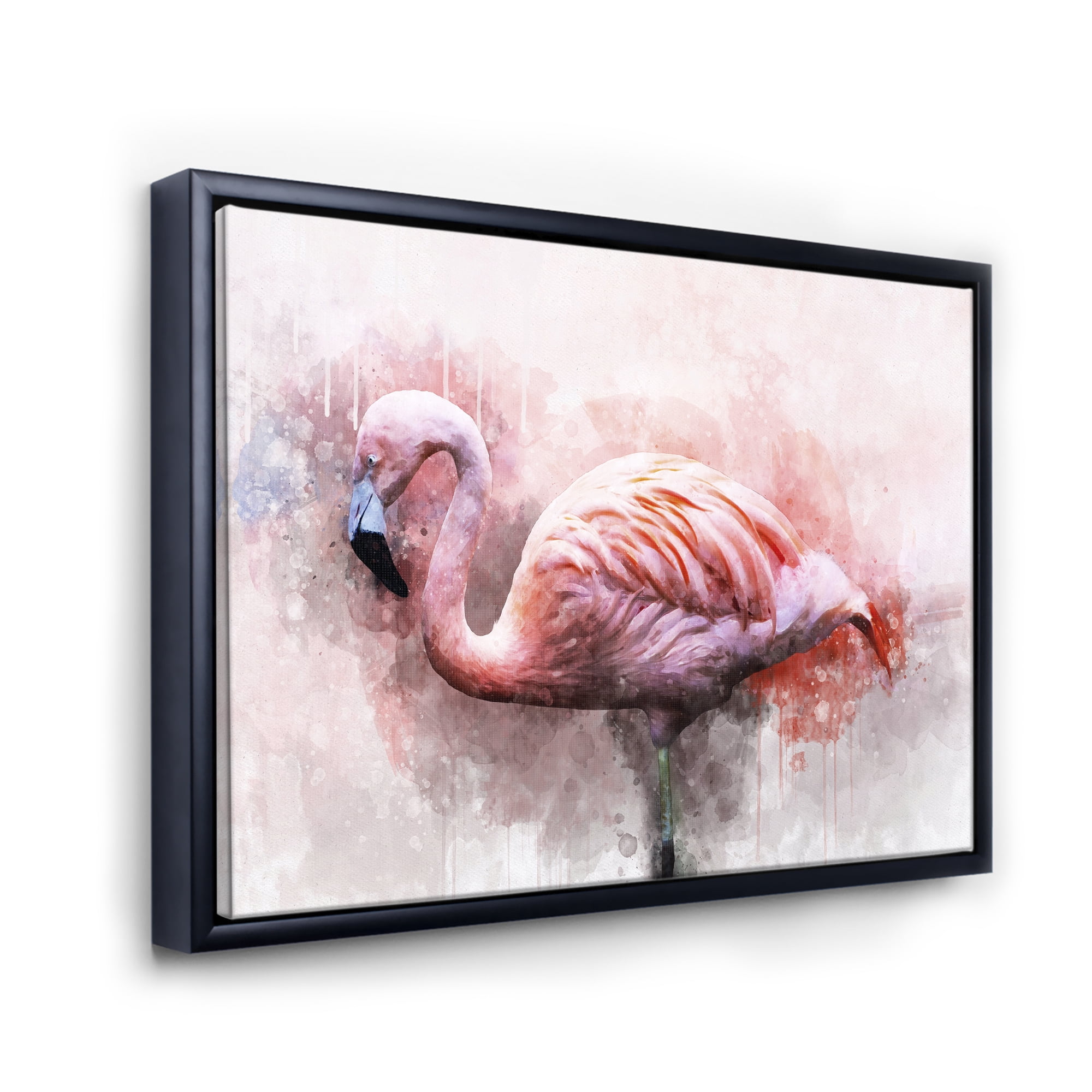 Designart 'Abstract Portrait of Pink Flamingo V' Farmhouse Framed Canvas Wall Art Print