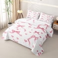 thumbnail image 3 of Erosebridal Bowknot Love Heart Quilt King for Girl, Pink Watercolor King Coverlet Set, 3pcs, 3 of 7