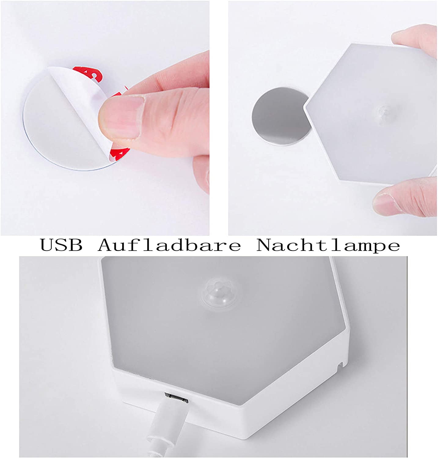 Veilleuse LED avec détecteur de mouvement - Rechargeable USB - 3 modes  (marche/arrêt/auto) - Lampe pour chambre à coucher, armoire, chambre  d'enfant, escaliers, cave, salle de bain [2 pièces] 