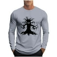 thumbnail image 2 of Zylanna Men's Long Sleeve T-Shirts, Crew Neck Halloween Print Activewear Loose Casual Tops for Men Gray, 2 of 5