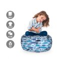 thumbnail image 2 of Marine Storage Toy Bag Chair, Graphic Fish Silhouettes on Sea Inspired Background Underwater Life, Stuffed Animal Organizer Washable Bag, Large Size, Blue Navy Blue Dark Blue, by Ambesonne, 2 of 3