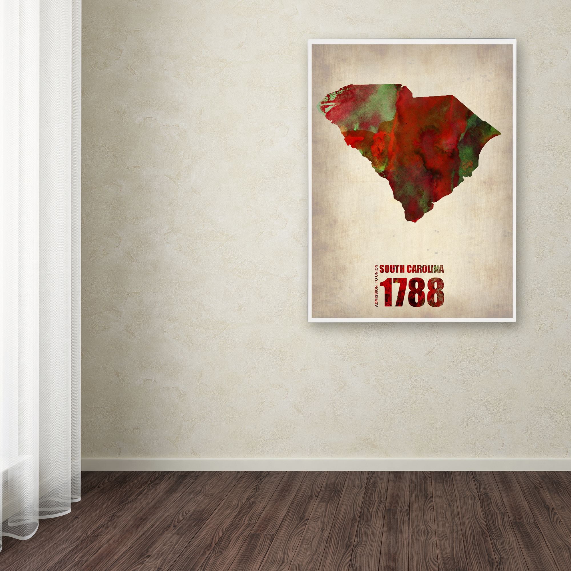 Trademark Fine Art "South Carolina Watercolor Map" Canvas Art by Naxart