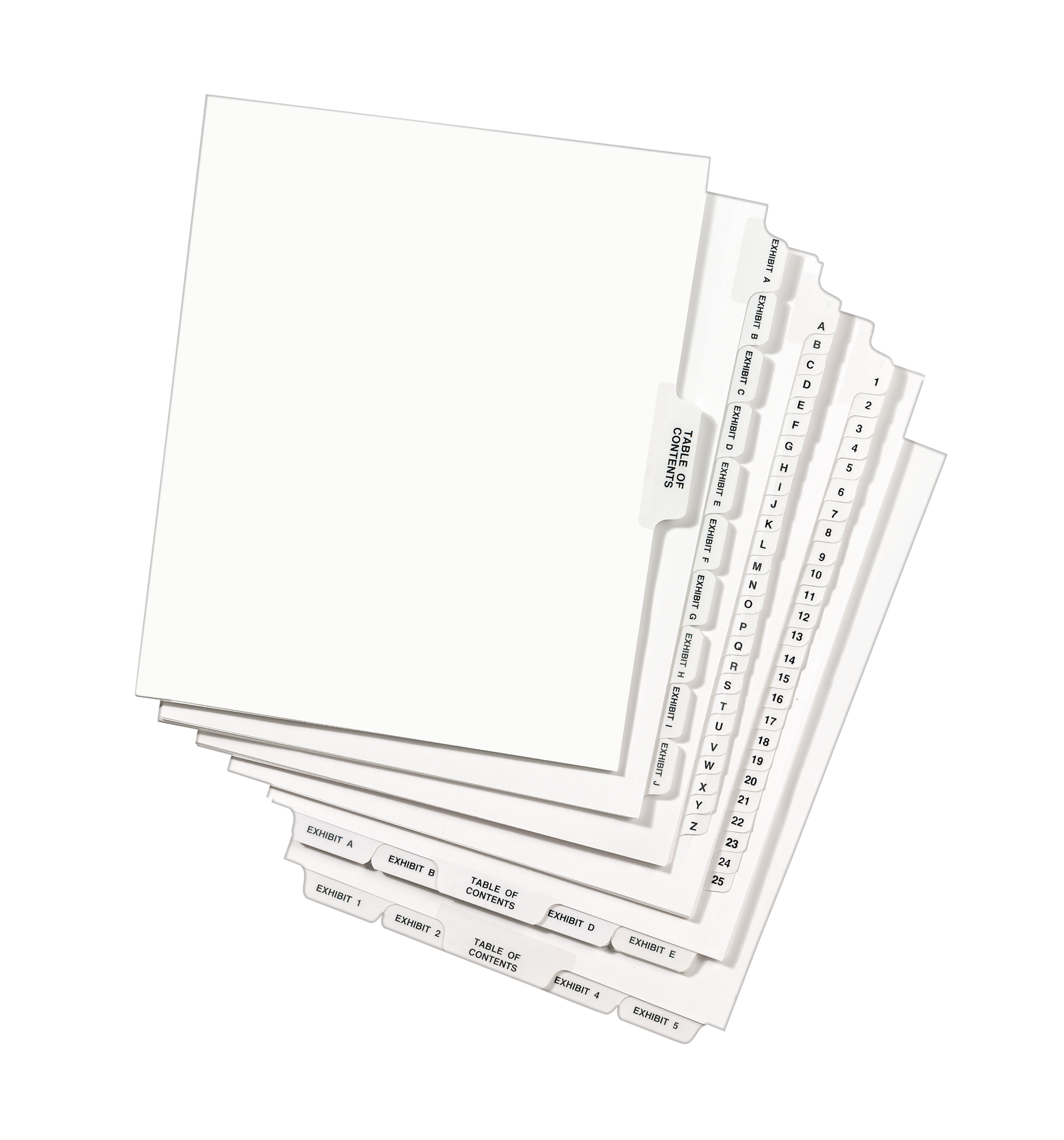 Office Depot 1-25 Legal Exhibit Unpunched Dividers W/ Laminated Tabs White 