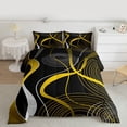 thumbnail image 2 of jejeloiu Minimalist Geometric Lines Queen Comforter Set,Yellow Black Bedding Comforter Set For Kids Reversible 3 Pieces, 2 of 8