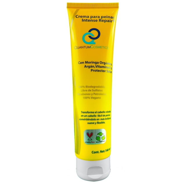 Crema para Peinar Intense Repair Quantum Cosmetics Con Moringa Orgánica, Argán, Vit E y Protector Solar