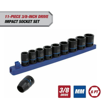 Hyper Tough 11-Piece 3/8-inch mm, Standard Socket Set