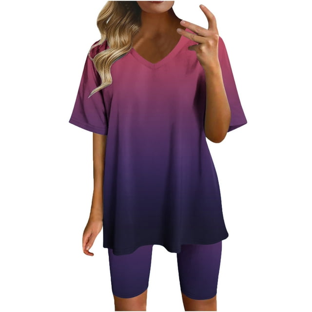 Sous-robe Shorts Mode Femme Blouse Col en V Manches Courtes Hauts Shorts Ensemble Décontracté Robe d'Été avec Manches pour Femmes Blouses et Hauts Mode