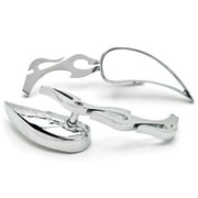 Angle View: Krator Tear Drop Custom Chrome Motorcycle Rear Mirrors Compatible with Suzuki Boulevard M109R M50 M90 M95