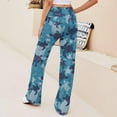 thumbnail image 3 of Top-kevin Blue White Turtle Pattern Yoga Pants Women Wide Leg Pants Casual High Waisted Straight Lace Up Lounge Sweatpants, 3 of 14