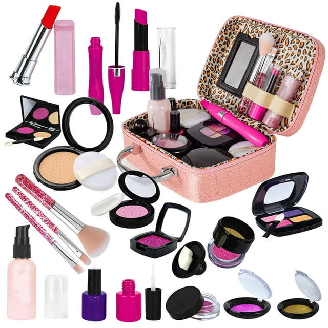 Huanglei 21pcs Makeup Kit For Girls Kids Washable Makeup Set Little Girls Kit Real Makeup Cosmetic Beauty Set Toys