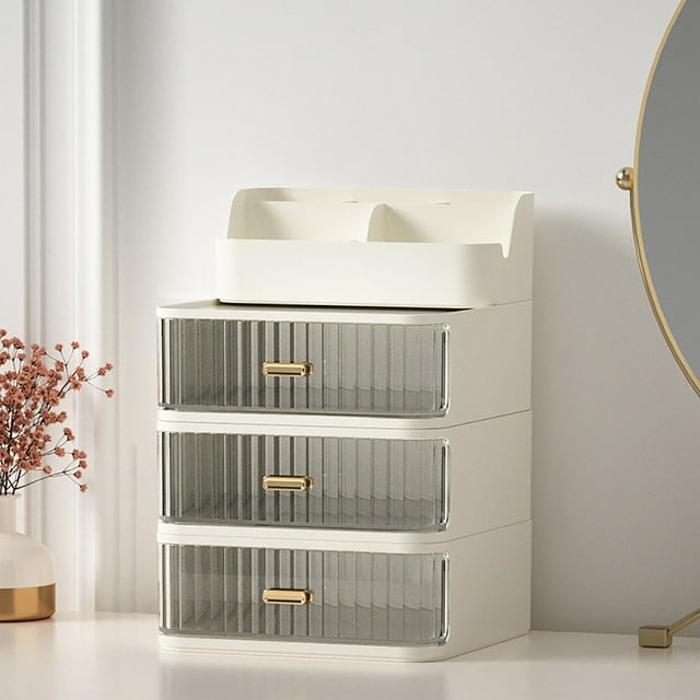 Clear Rectangular Compartments Makeup Vanity Organizer for Brushes Eyeshadow Tray Beauty Supplies Bathroom Storage Solution Home Textile