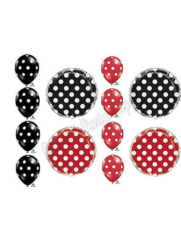 COORDINATING MICKEY & MINNIE Red & Black Birthday Party Balloons Decorations