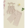 thumbnail image 6 of Hirigin Toddler Girl Summer Outfit Plaid Tie-Up Spaghetti Strap Ruched Sleeveless Tank Tops and Loose Pants 2Pcs Clothes Set, 6 of 9