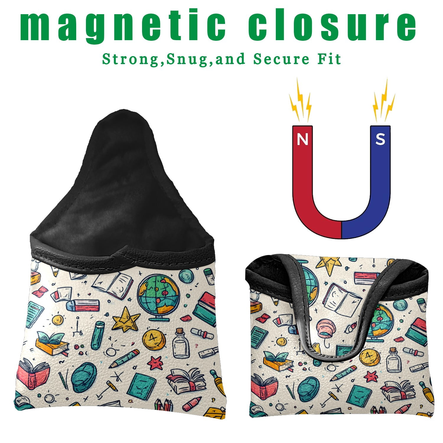 Golf Mallet Putter Cover Premium Leather Waterproof Golf Putter Head Cover with Magnetic Closure